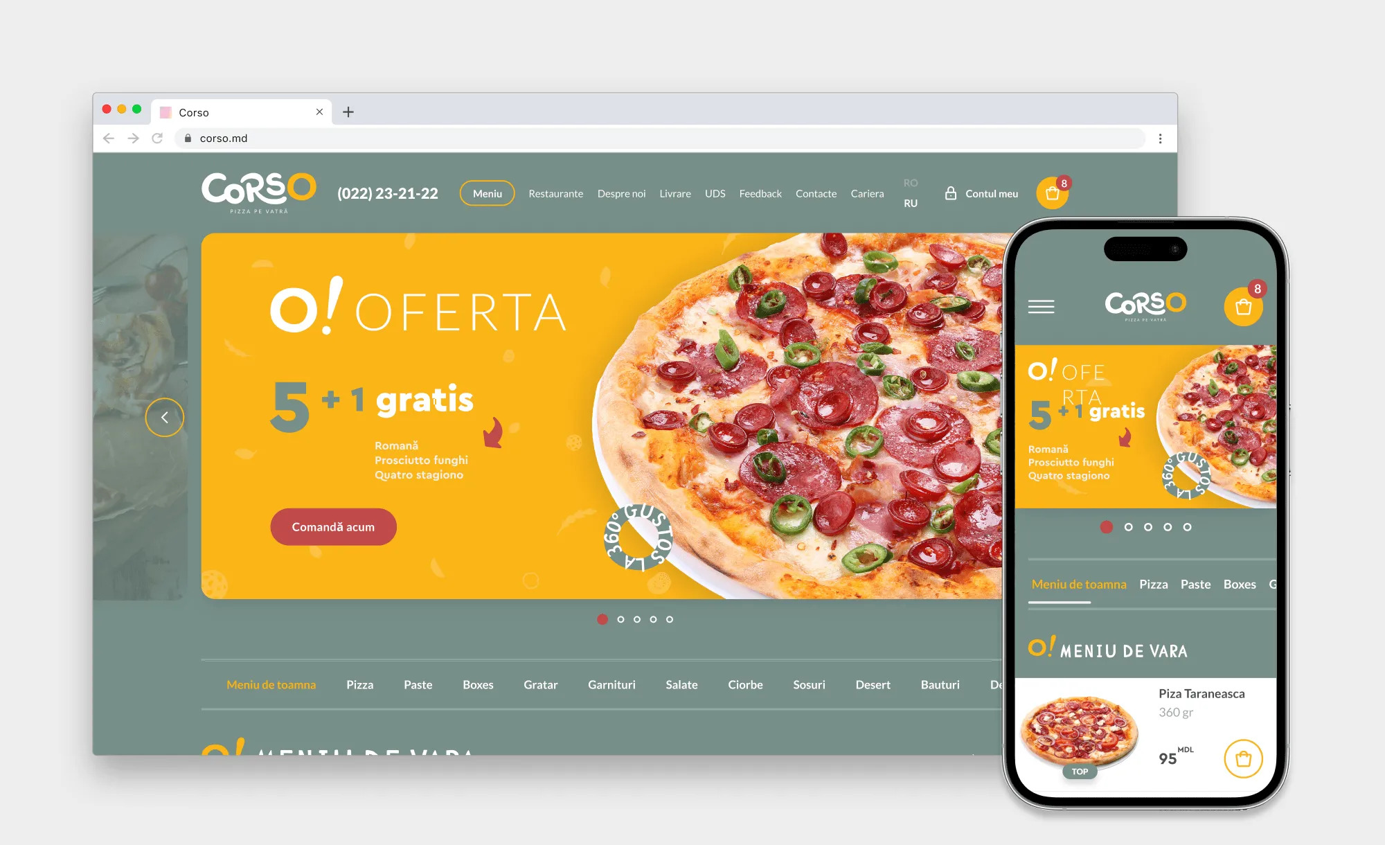 Site pentru o companie Corso Corso pizza