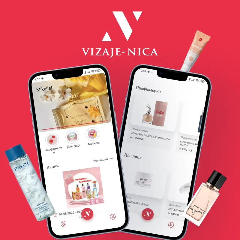 Site pentru o companie Aplicația mobilă Vizaje Nica pentru programul de loialitate