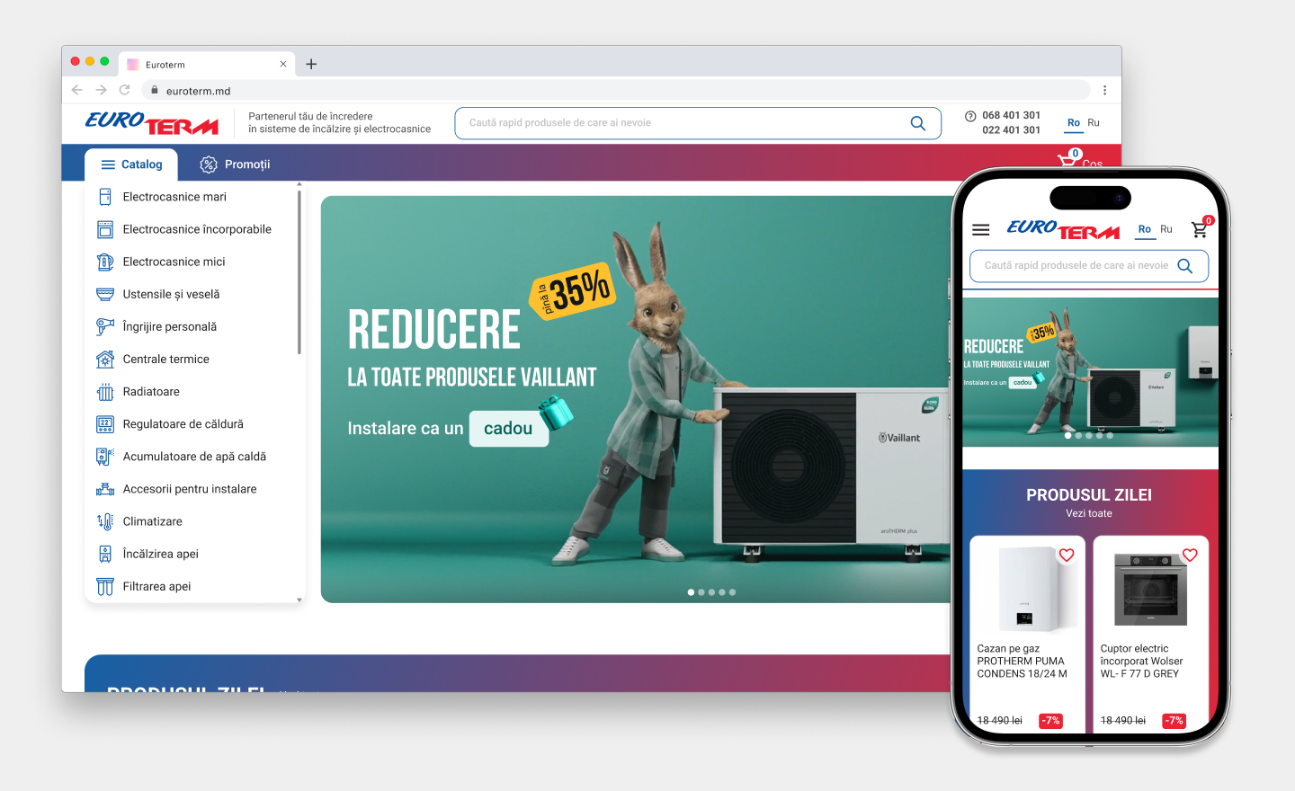 Site pentru o companie Euroterm Euroterm.md — Magazin online de echipamente și soluții inginerești
