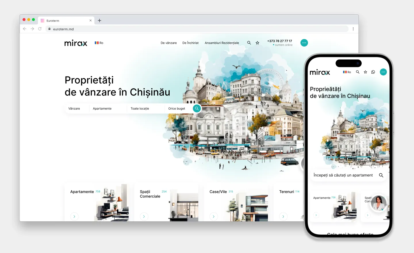 Site pentru agenția imobiliară Mirax